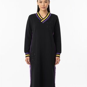 Fill Los Angeles Lakers Long Sleeved Dress- Black w/Purple & Yellow Stripes